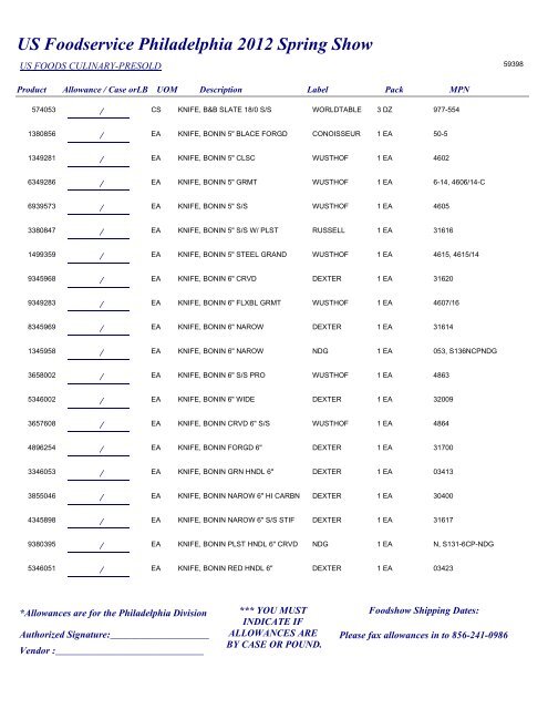 US Foodservice Philadelphia 2012 Spring Show - Foodshows