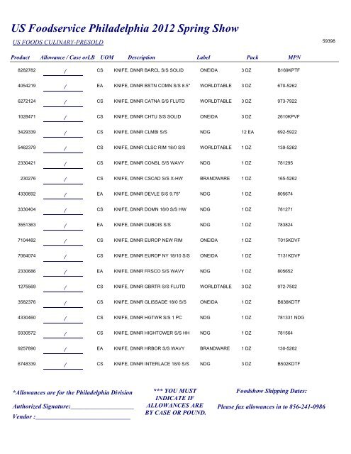 US Foodservice Philadelphia 2012 Spring Show - Foodshows