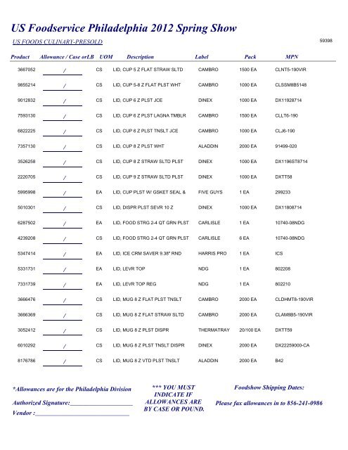 US Foodservice Philadelphia 2012 Spring Show - Foodshows
