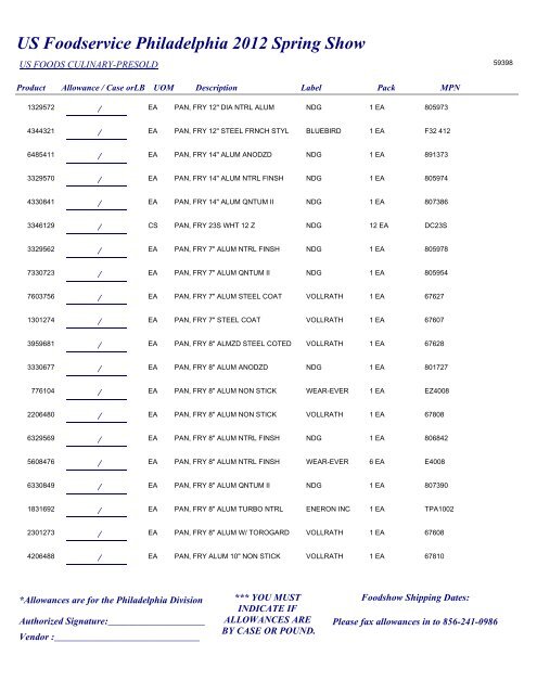 US Foodservice Philadelphia 2012 Spring Show - Foodshows