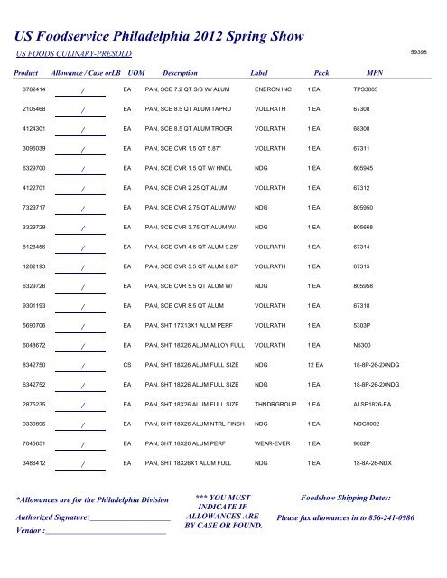 US Foodservice Philadelphia 2012 Spring Show - Foodshows