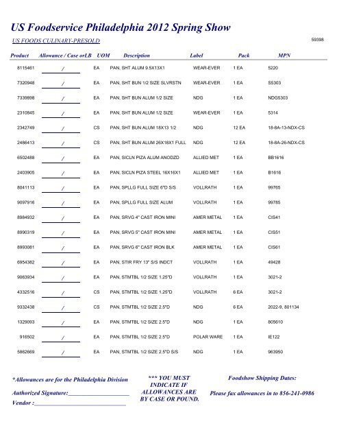 US Foodservice Philadelphia 2012 Spring Show - Foodshows