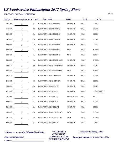 US Foodservice Philadelphia 2012 Spring Show - Foodshows