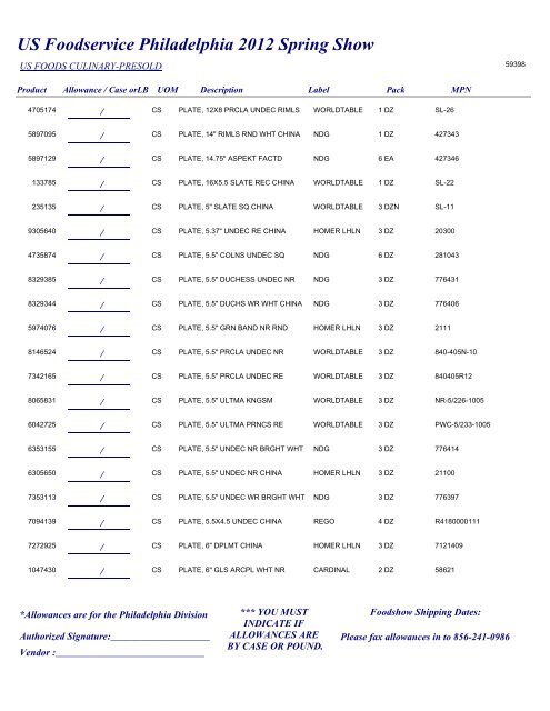 US Foodservice Philadelphia 2012 Spring Show - Foodshows