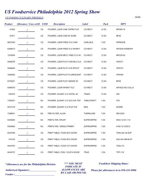 US Foodservice Philadelphia 2012 Spring Show - Foodshows