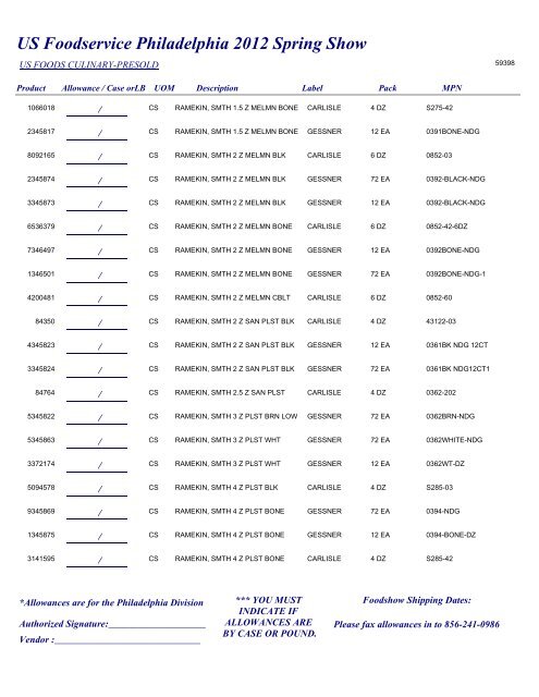 US Foodservice Philadelphia 2012 Spring Show - Foodshows