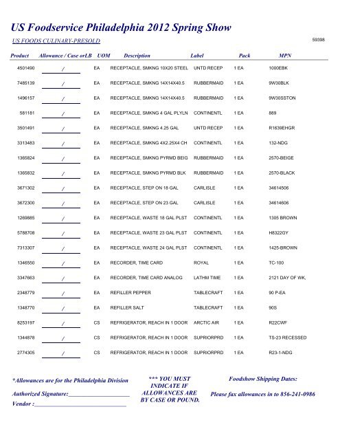 US Foodservice Philadelphia 2012 Spring Show - Foodshows
