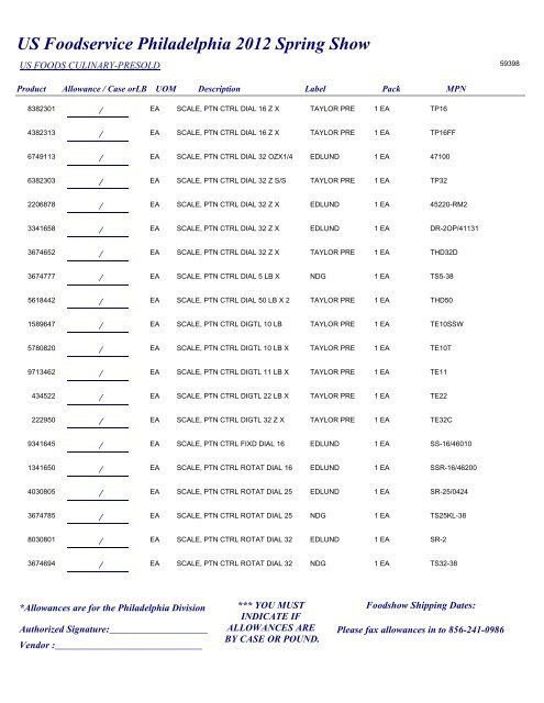 US Foodservice Philadelphia 2012 Spring Show - Foodshows