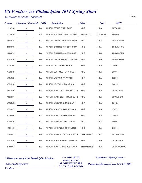 US Foodservice Philadelphia 2012 Spring Show - Foodshows