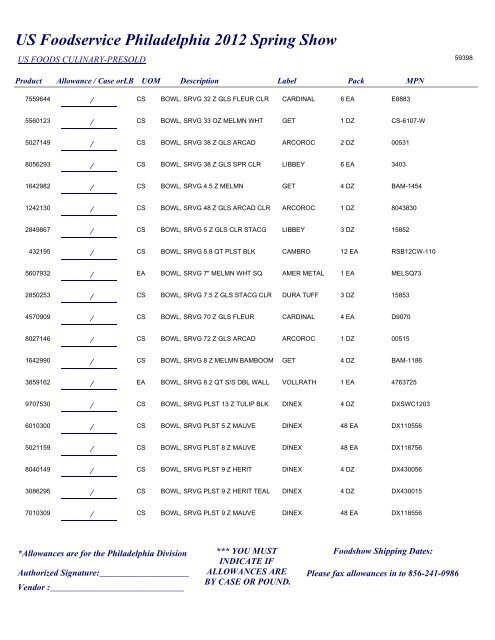US Foodservice Philadelphia 2012 Spring Show - Foodshows