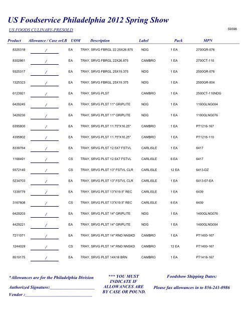 US Foodservice Philadelphia 2012 Spring Show - Foodshows