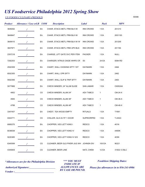 US Foodservice Philadelphia 2012 Spring Show - Foodshows