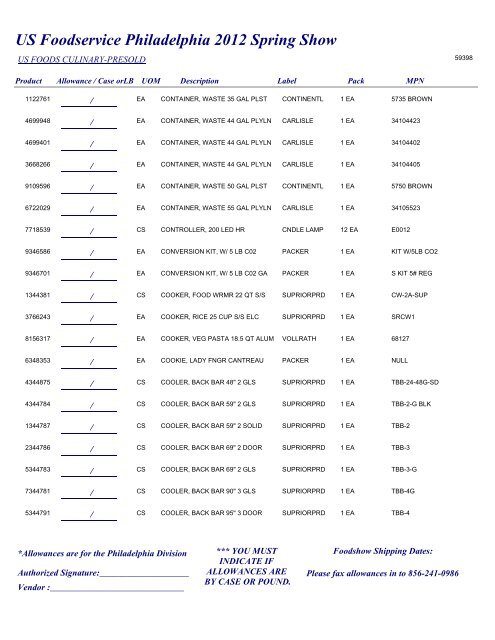 US Foodservice Philadelphia 2012 Spring Show - Foodshows