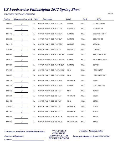 US Foodservice Philadelphia 2012 Spring Show - Foodshows