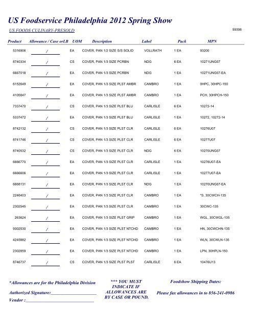 US Foodservice Philadelphia 2012 Spring Show - Foodshows