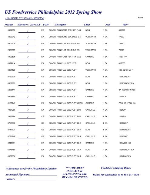 US Foodservice Philadelphia 2012 Spring Show - Foodshows