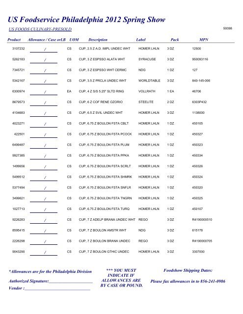 US Foodservice Philadelphia 2012 Spring Show - Foodshows