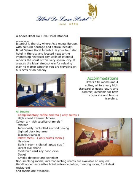 E Brochure Ikbal De Luxe Hotel Istanbul
