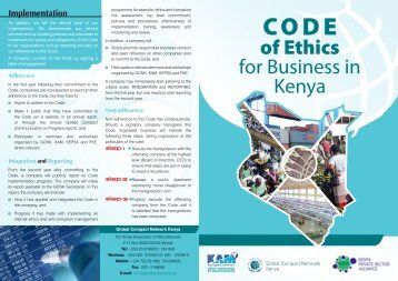 of Ethics for Business in Kenya - Kenya Association of Manufacturers