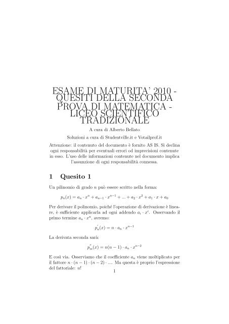 Quesiti Della Seconda Prova Di Matematica La Stampa