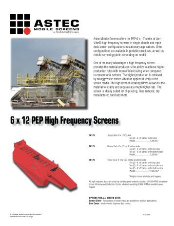 6 x 12 PEP High Frequency Screens - KPI-JCI