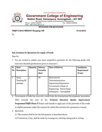 inv letter geca e&tc 9 - Government College Of Engineering ...