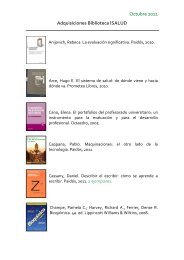 Octubre 2011 Adquisiciones Biblioteca ISALUD