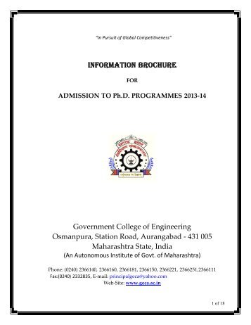 Ph.D. Information Brochure 2013-14 - Government College Of ...