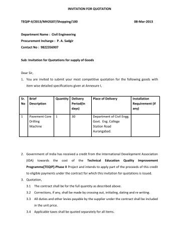 Invitation for Quotations for supply of Goods - Government College ...