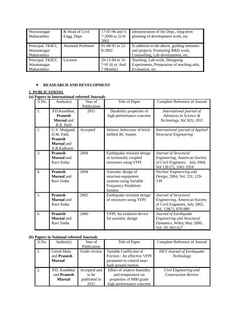 Bio-Data - Government College Of Engineering Aurangabad