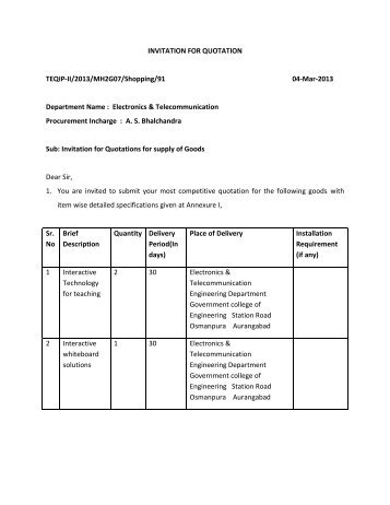 Invitation for Quotations for supply of Goods - Government College ...