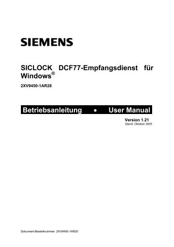 SICLOCK DCF77-Empfangsdienst für Windows ... - Siemens