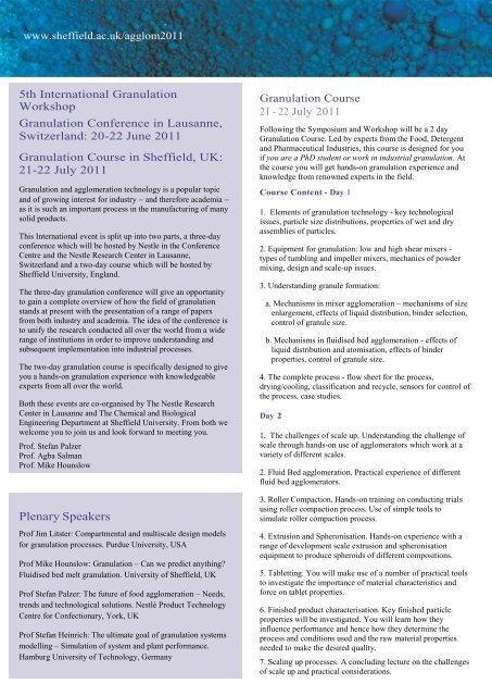 5th International Granulation Workshop - University of Sheffield