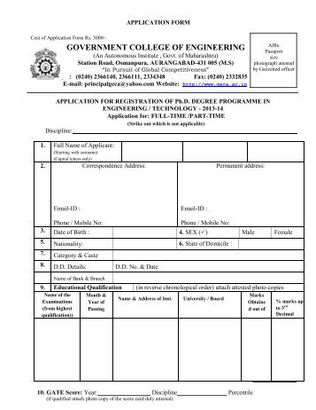 Ph.D Application Form 2013-14 - Government College Of ...