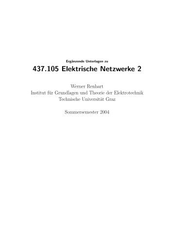 3.6 Das elektrische Netzwerk als Graph - Institut für Grundlagen und ...