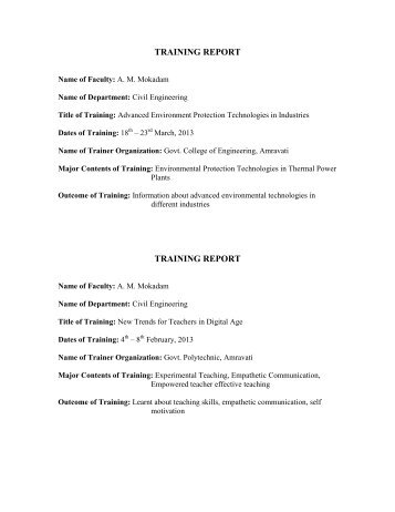 Prof. A. M. Mokadam CED Training