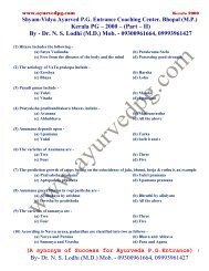 6. Kerala Ayurved PG Entrance examination 2000 Test Paper Part -II
