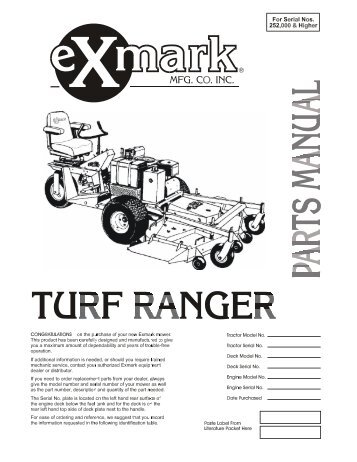 S/N 252000 & Higher Part # 103-0548 - Exmark