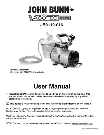 Vacutec EV2 Owner's Manual - Phc-online.com