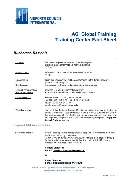 ACI Global Training Training Center Fact Sheet - Airports Council ...
