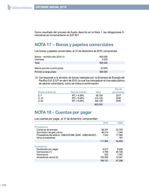 Informe Anual 2010 - Sitio para inversionistas Celsia