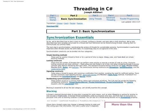 Threading in C# - Part 2 - Basic Synchronization - Max Life Insurance