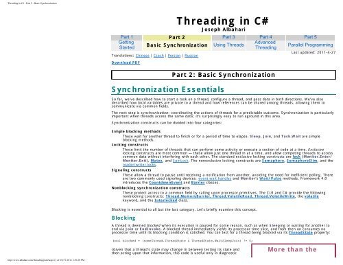 Threading in C# - Part 2 - Basic Synchronization - Max Life Insurance