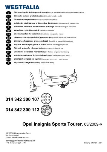 Elektrosatz Opel Insignia Sports Tourer - Aukup Kfz-ZubehÃ¶rhandels