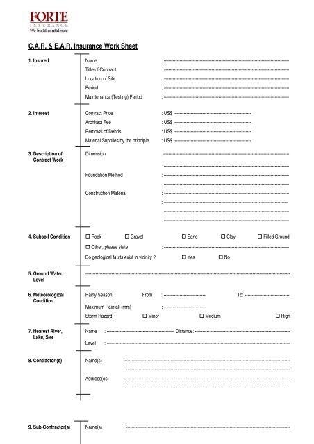 Application Form - Forte Insurance