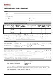 Automobile Insurance - Private Car: Worksheet - Forte Insurance