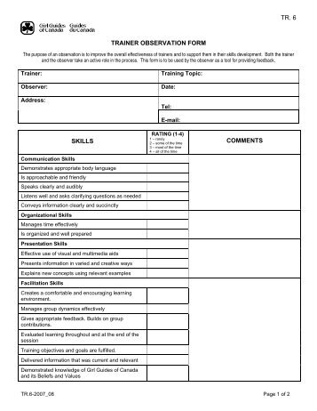 Trainer Observation Form - Forms - Girl Guides of Canada.