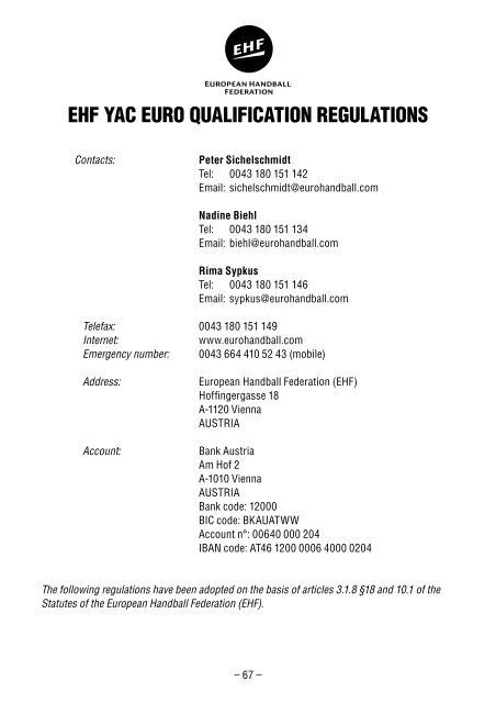 EHF YAC EURO QUALIFICATION REgULATIONs - European ...