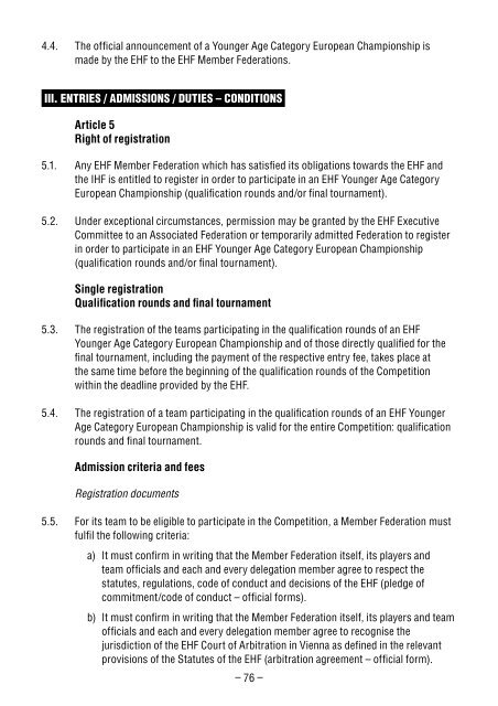 EHF YAC EURO QUALIFICATION REgULATIONs - European ...