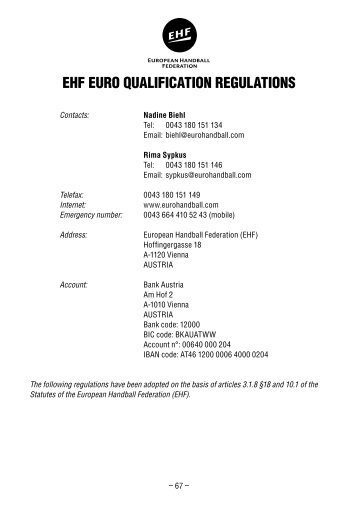 EHF EURO QUALIFICATION REgULATIONs - European Handball ...